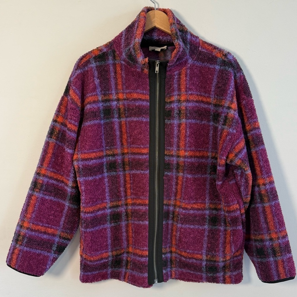LOFT Multicolor Plaid Zip Jacket, Size L